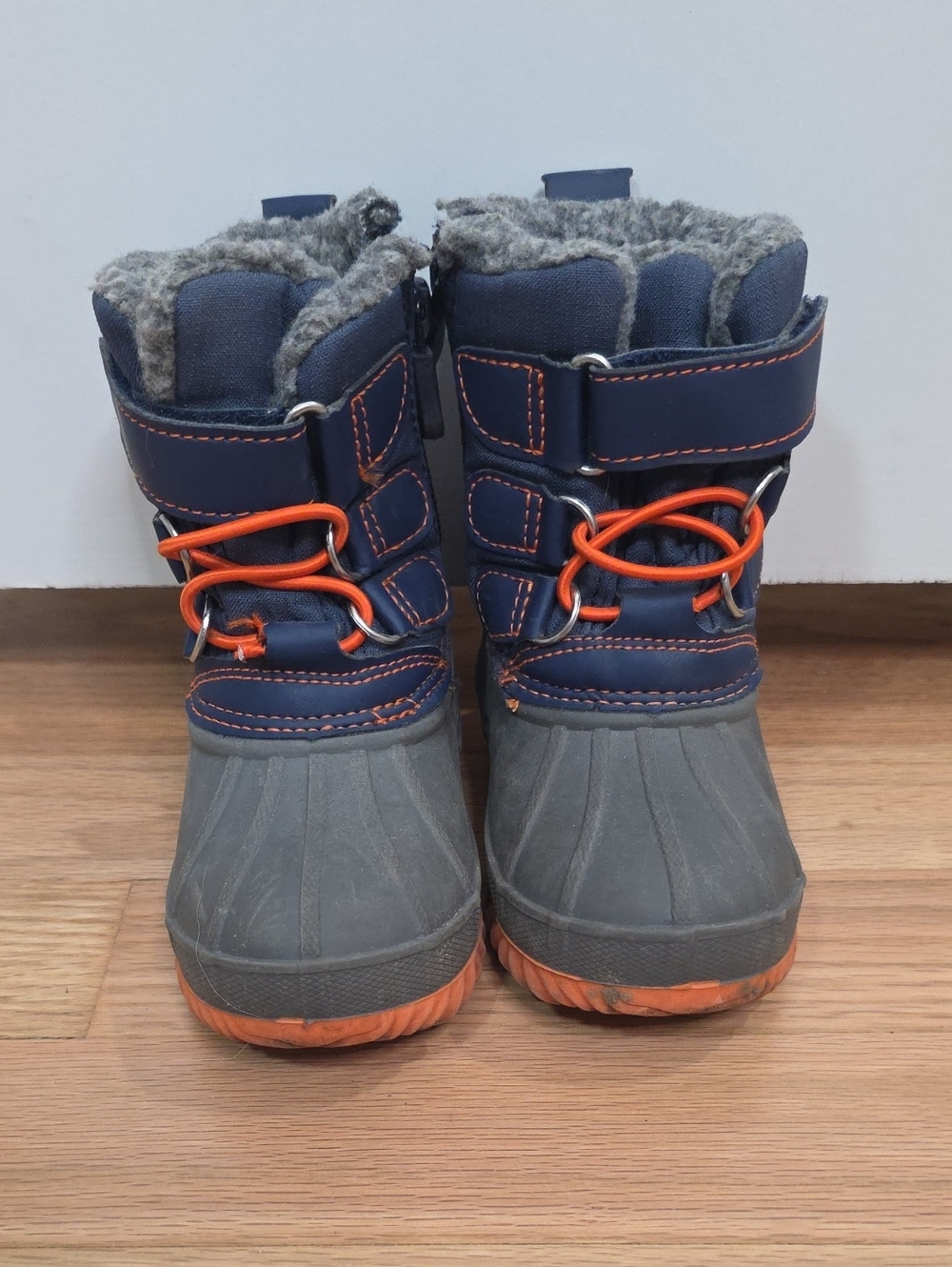 Cat & Jack Navy and Orange Kids Snow Boots with Faux-Fur Lining